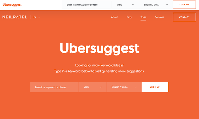 Ubersuggest free keyword research tools